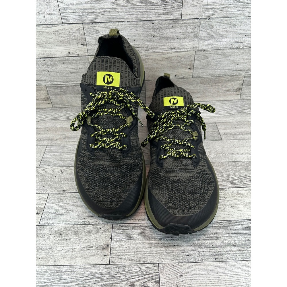 Merrell Mag-9 Men Sz 10 Trail Running Shoes Olive Black Neon J16565 Vibram Sole